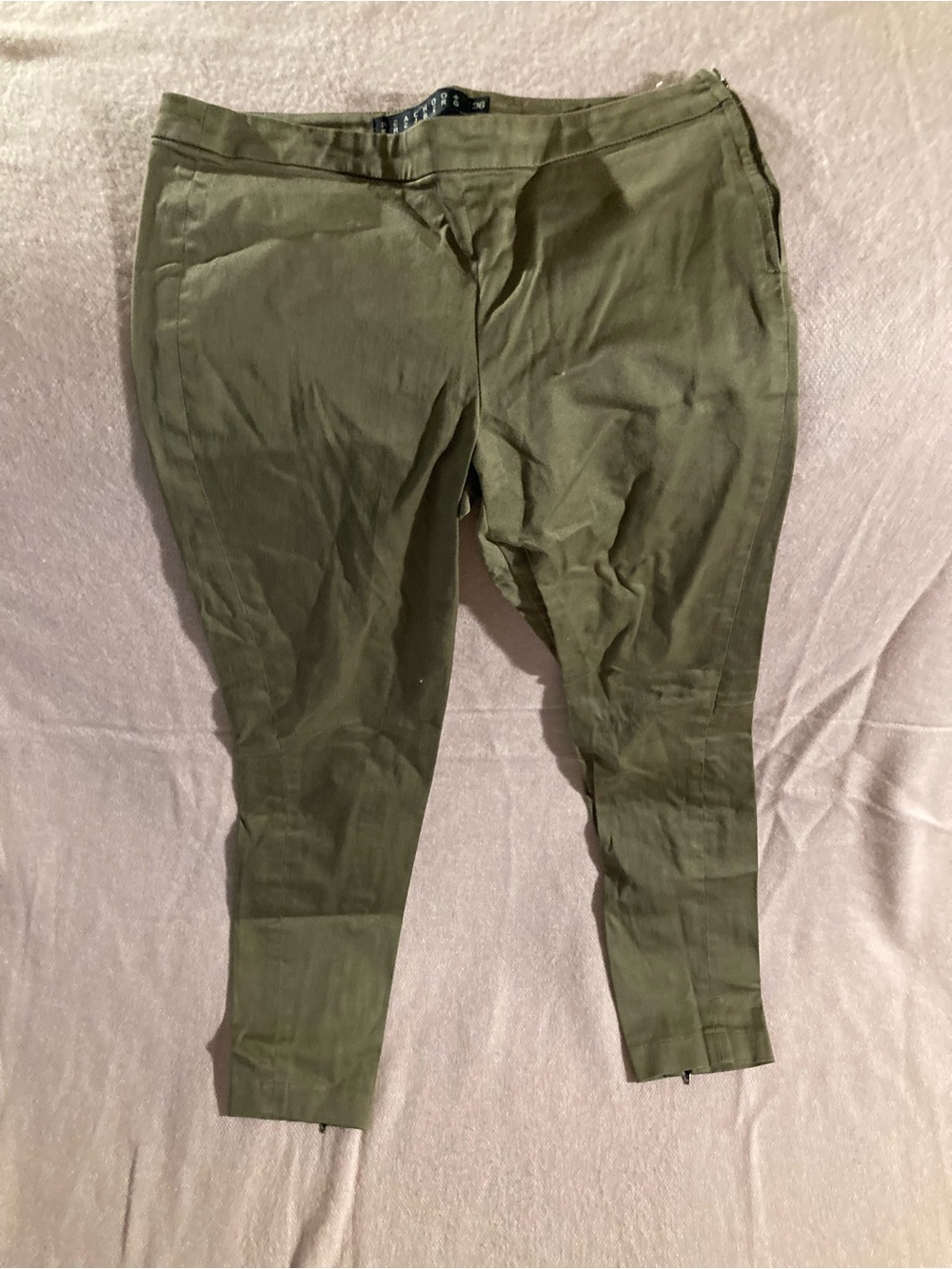 Women's Olive Green Stretch Chinos - Slim Fit